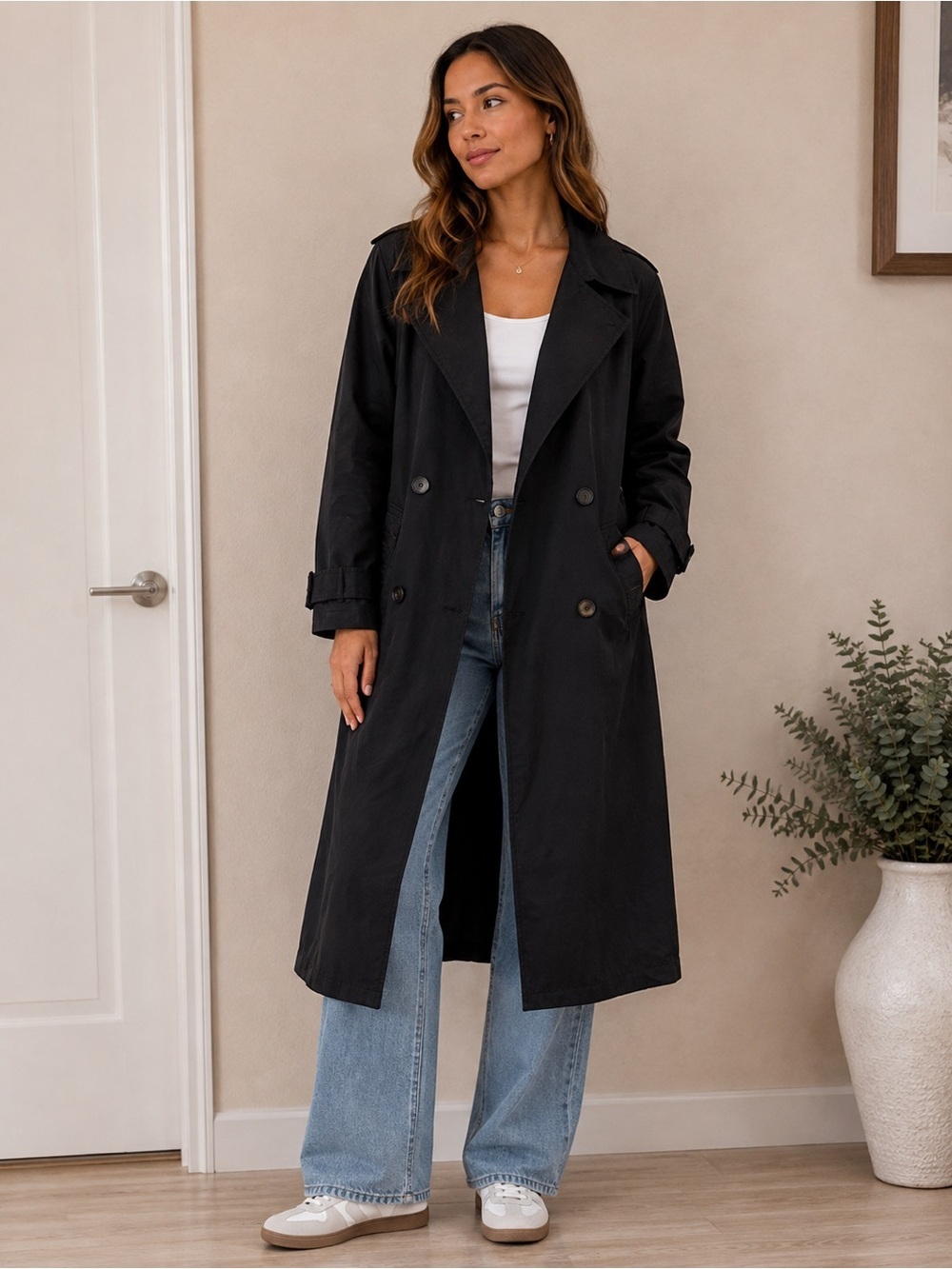 Pull&Bear Women’s Classic Black Trench Coat